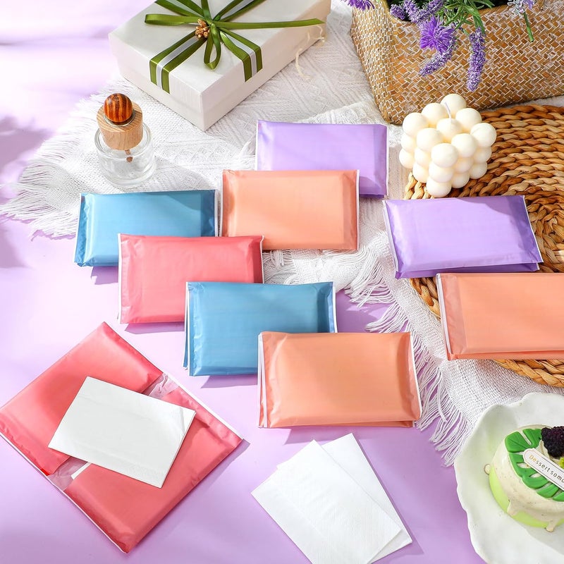 PerKoop 100 Pack Pocket Tissues Travel Slim Packs Small Facial Tissues Wallet Size Toilet Paper for Travel Guest Wedding Supplies, 4 Styles (Morandi Style) - Image 4